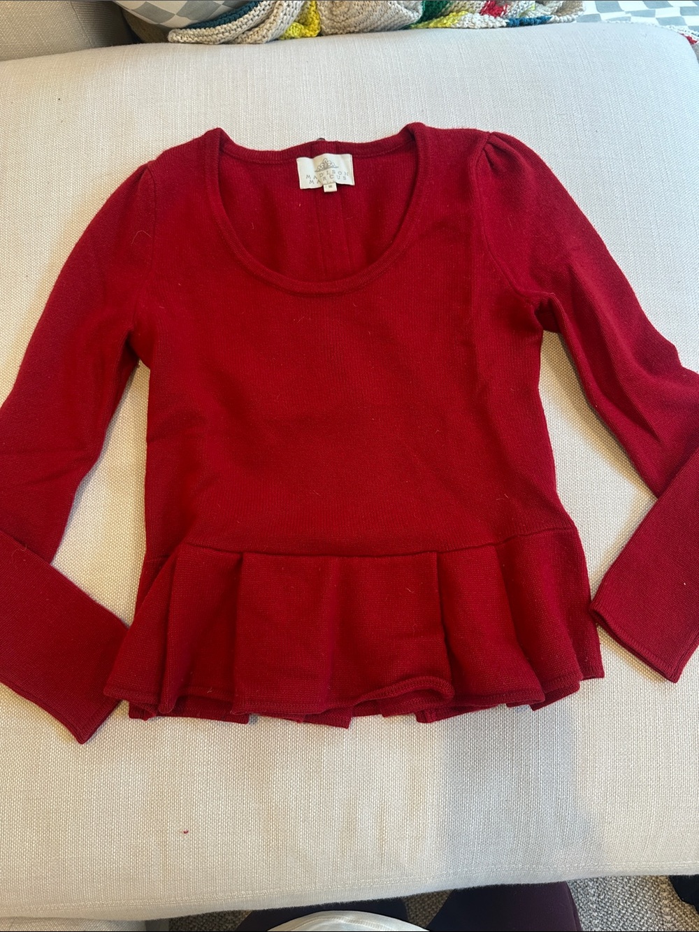 Madison Marcus Red Peplum Sweater